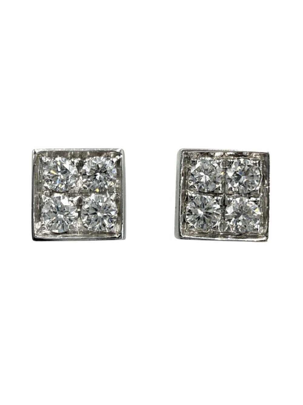 Bvlgari Earrings Lucia Diamond WG 750 Square 18k White Gold